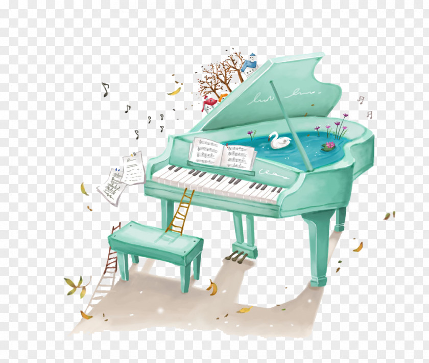 Piano Cartoon Illustration PNG