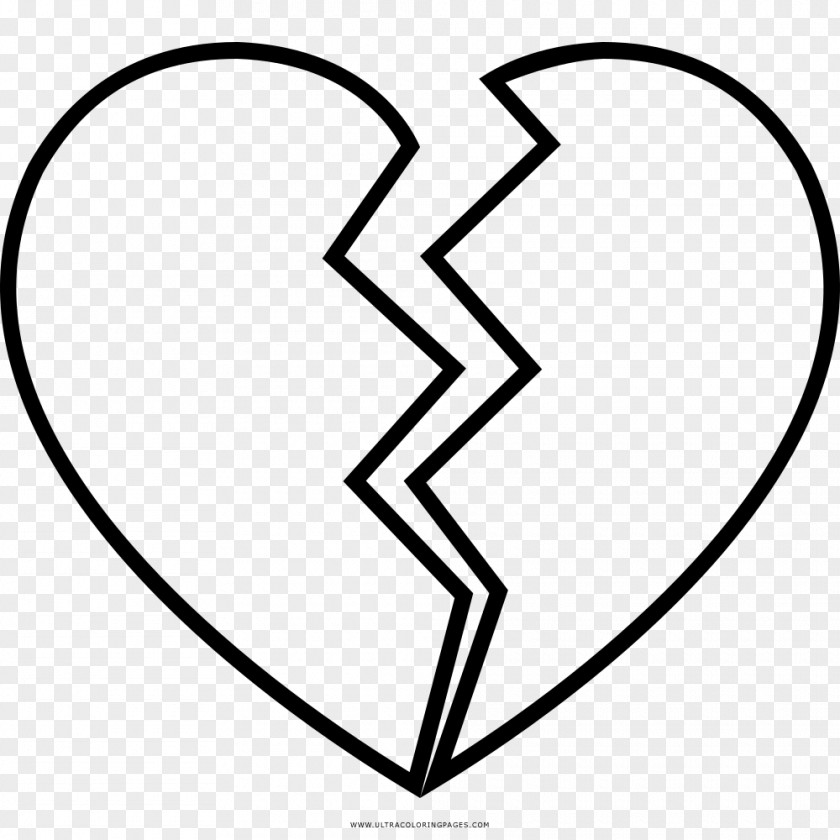 Broken Or Splitted Heart Vector Black And White Drawing Line Art Clip PNG
