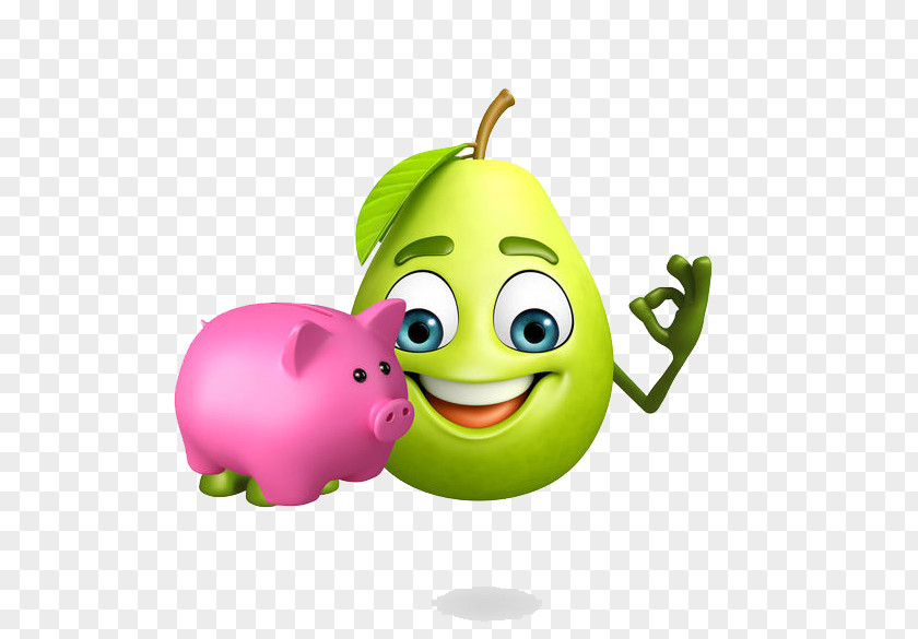 A Pear Holding Piggy Bank Guava Cartoon Royalty-free Illustration PNG