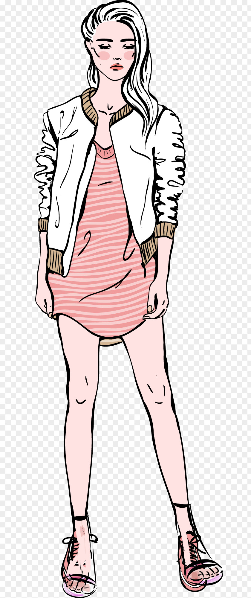 Fashion Hand-painted Model Drawing Clip Art PNG