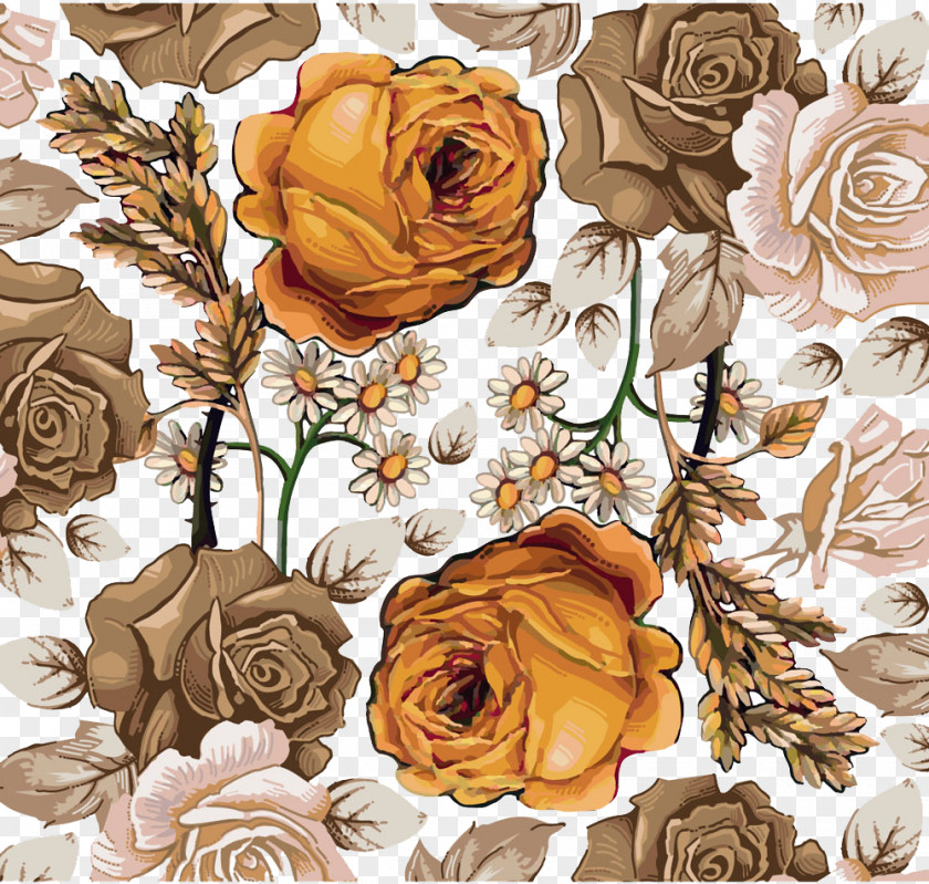 Hand-painted Flowers Shading Paper Flower Paisley Pattern PNG