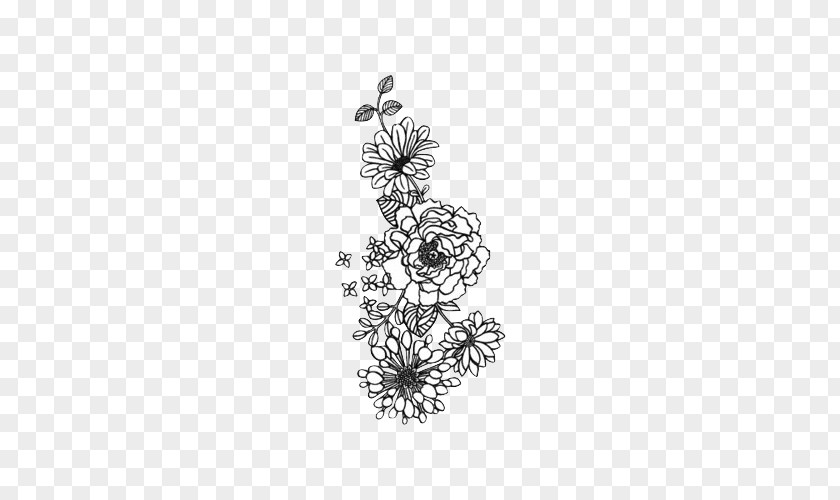 Flower Drawing Black And White PNG