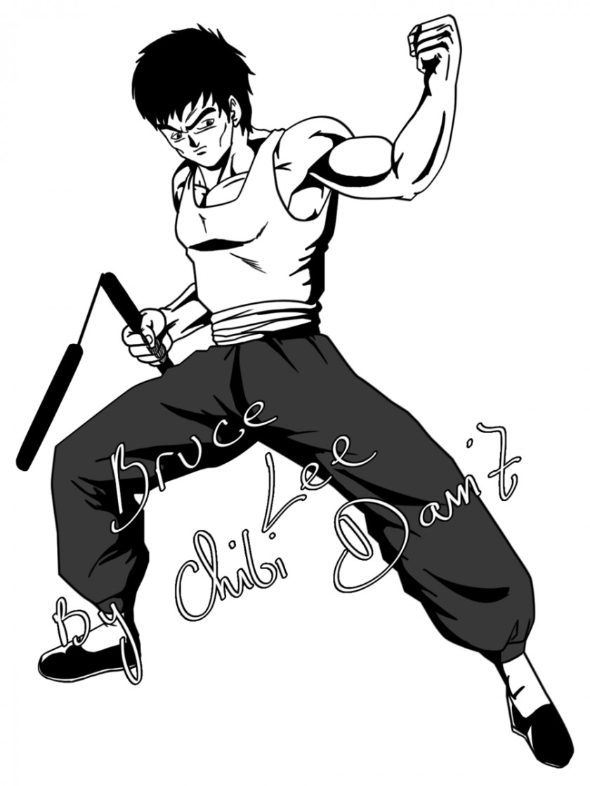Bruce Lee DeviantArt Drawing Black And White PNG