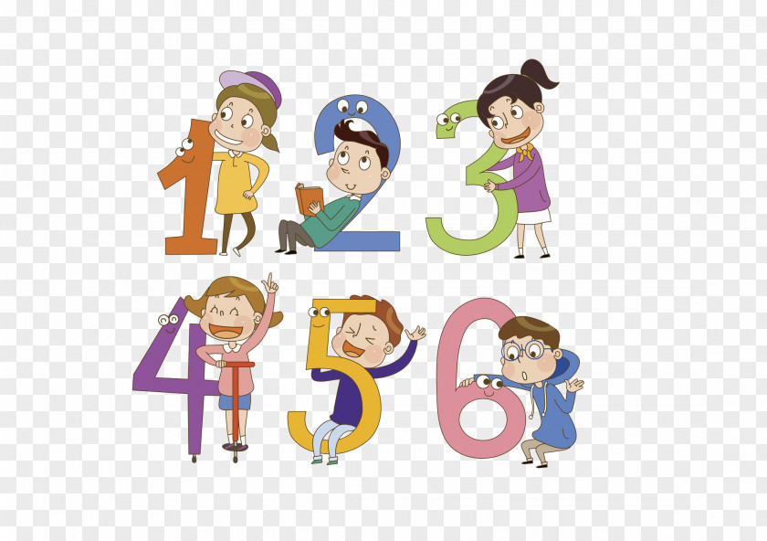 Children And Numbers Illustration PNG