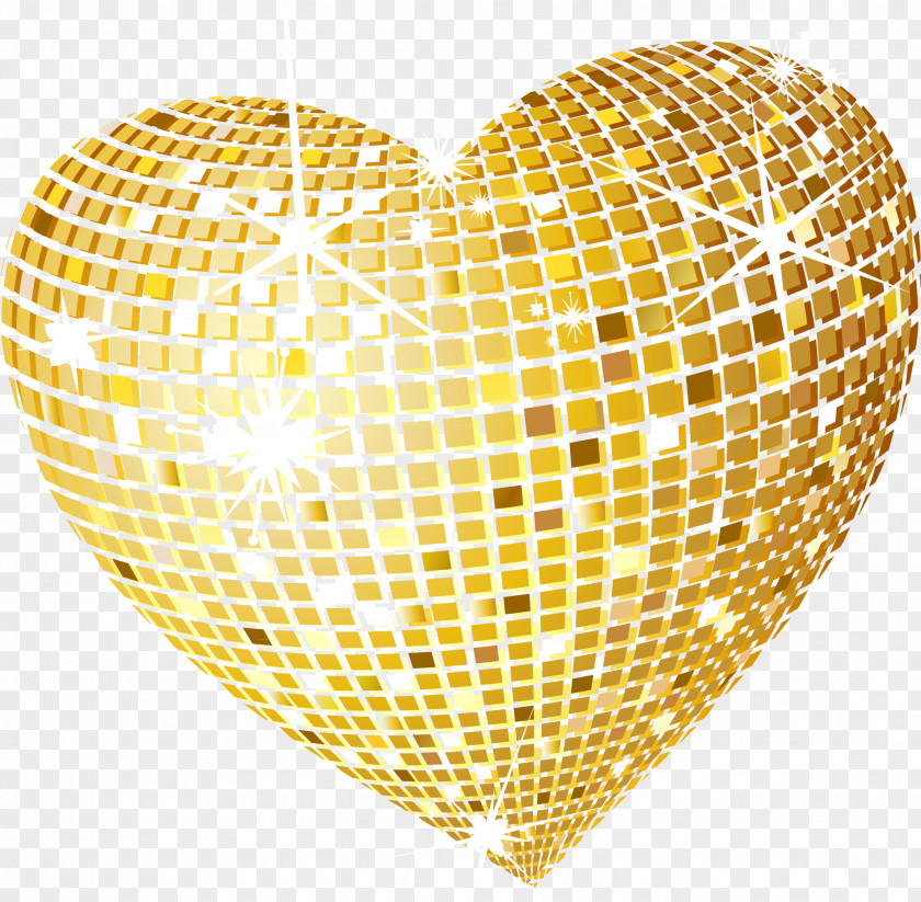 Gold Heart Disco Clip Art PNG
