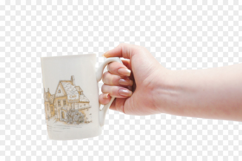 Glass In Hand, Teacup Hand Mug PNG