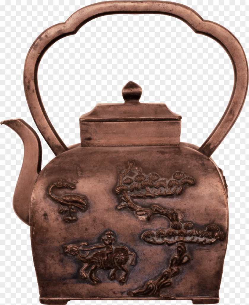 Copper Kettle Chinoiserie Poster Ink Wash Painting PNG