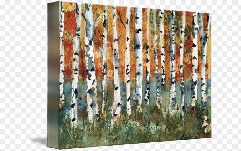 Painting Birch Landscape Oil Art PNG
