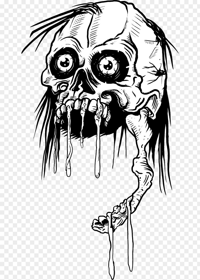 Vector Hand-painted Skull Halloween Jack-o-lantern Illustration PNG
