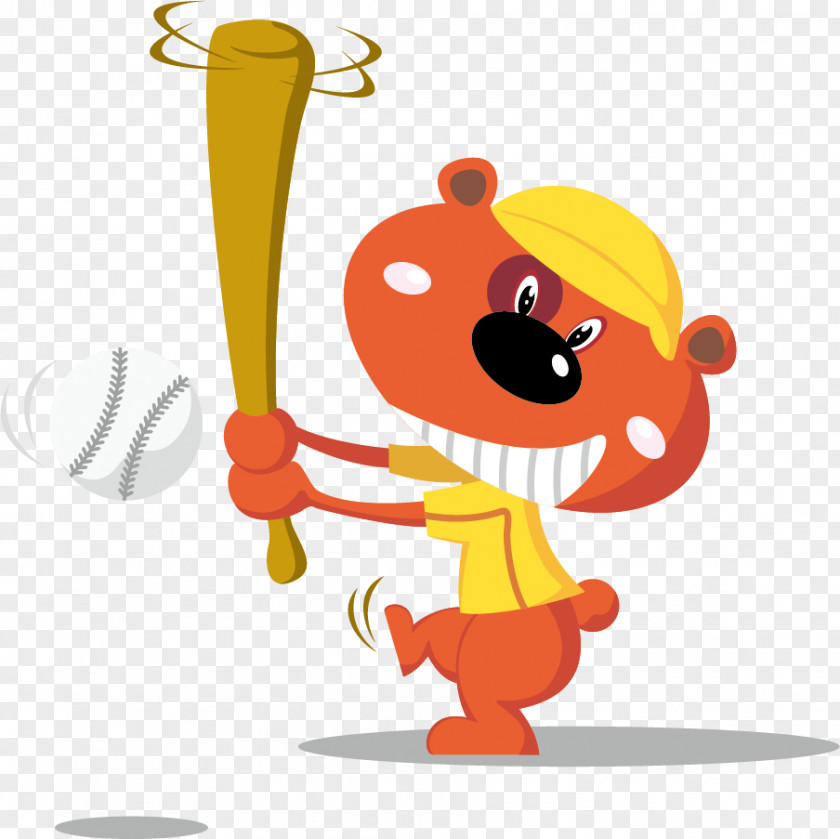 Happy Cute Cartoon Animals Baseball PNG