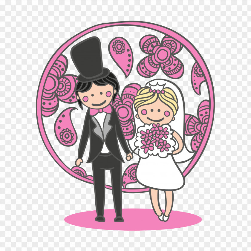 Cartoon Bride And Groom Vector Illustration PNG