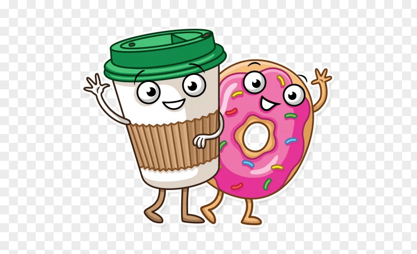 Coffee And Doughnuts Donuts Sticker Telegram PNG