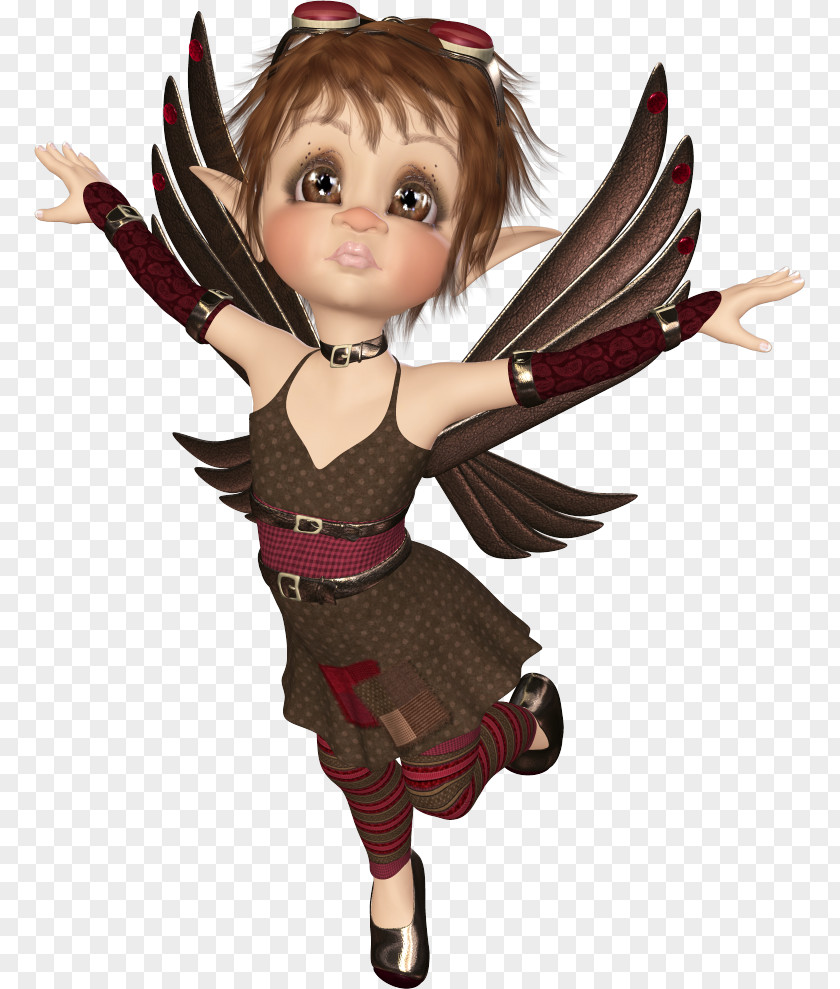 Fairy Brown Hair Cartoon Doll PNG