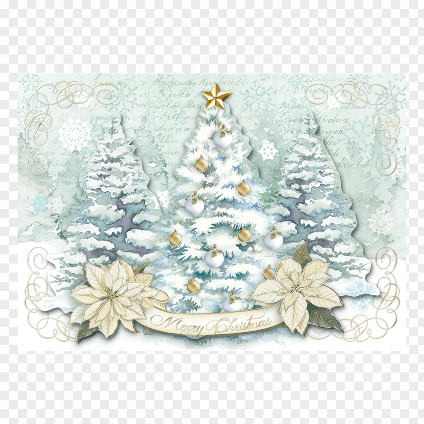 Festive Greeting Card Christmas Tree White Ornament Fir PNG
