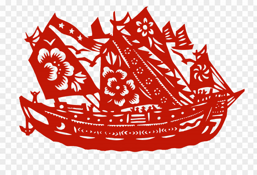 Smooth Sailing Wenling Water Margin Papercutting Chinese Paper Cutting Art PNG