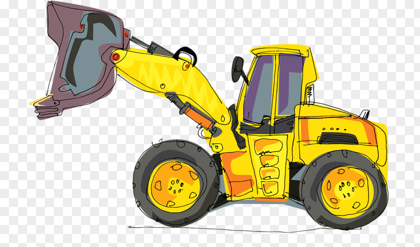 Powerful Excavator Heavy Equipment Cartoon Backhoe PNG