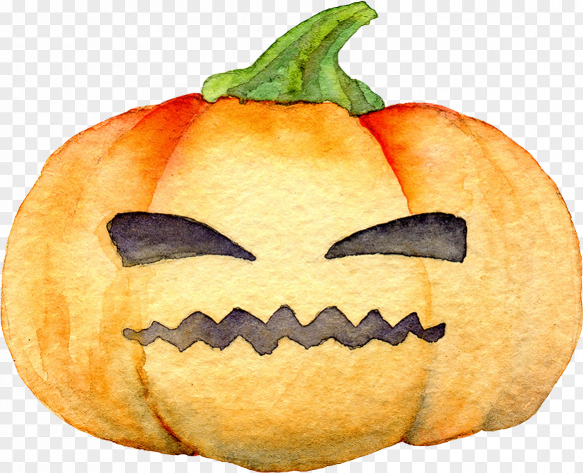 Pumpkin Jack-o-lantern Watercolor Painting PNG