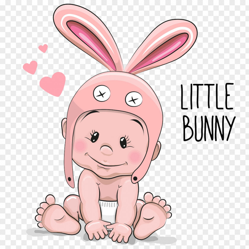 With A Baby Rabbit Ears Infant Cartoon Child Illustration PNG