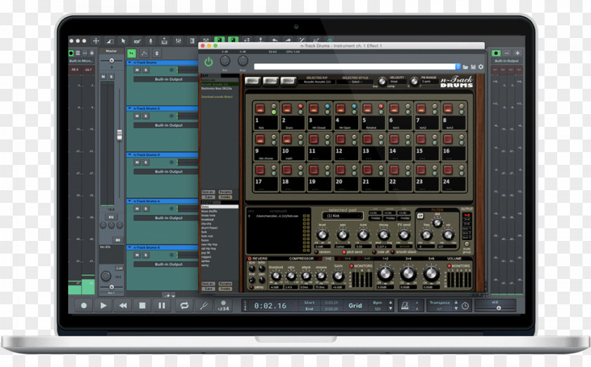 Drum Audio Mixers N-Track Studio Sound Digital Computer Software PNG