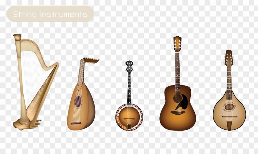 Hand-painted Western Musical Instruments Mandolin String Instrument Lute PNG