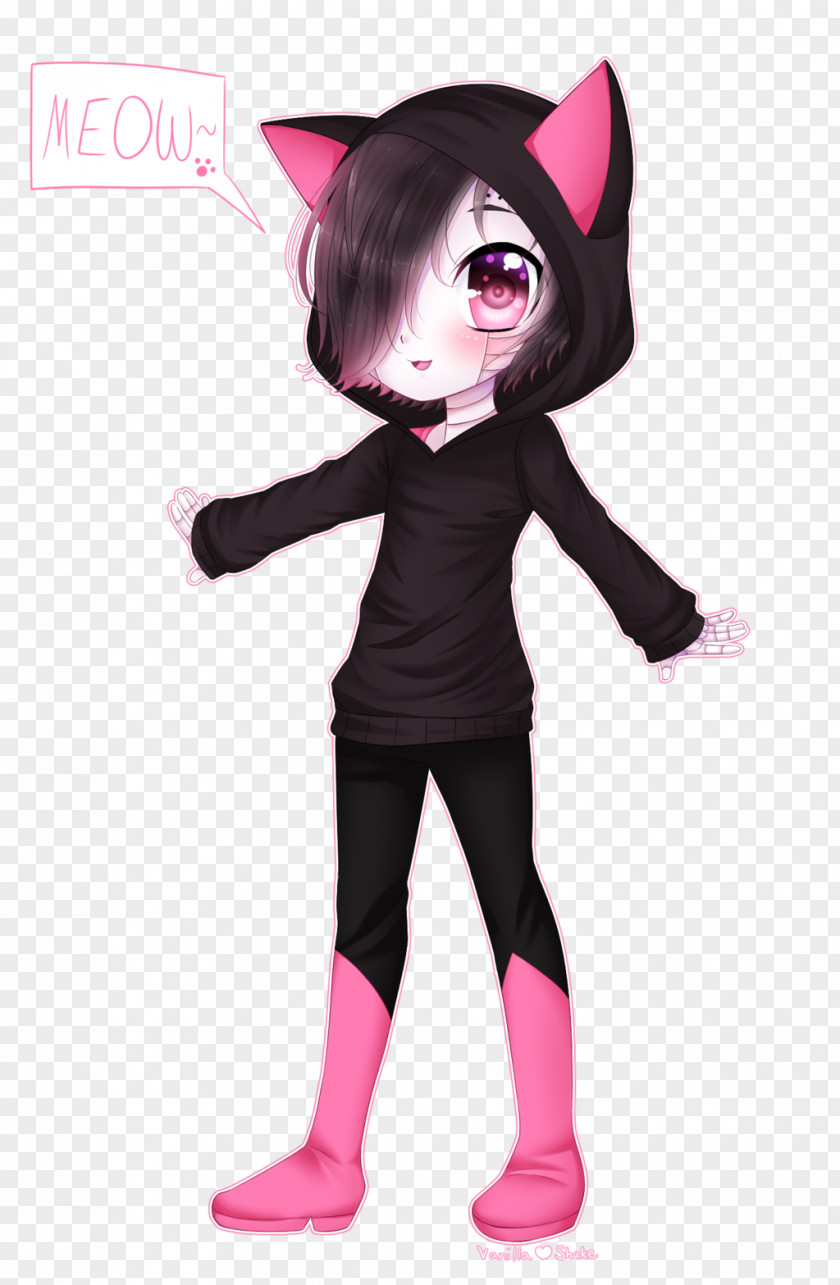 Vanilla Milkshake Black Hair Costume Pink M Character PNG