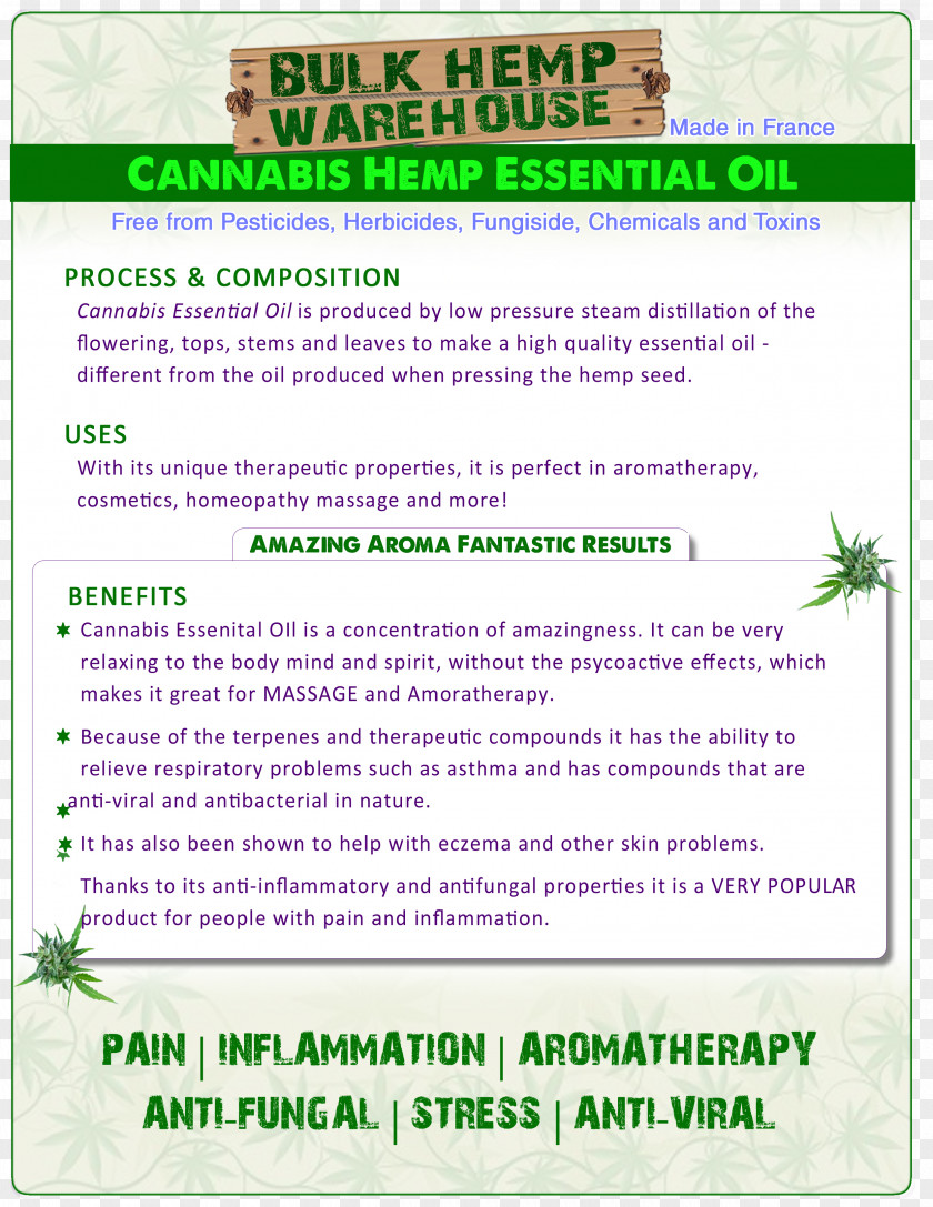 Essential Oil Poster Cannabis Flower Hemp PNG