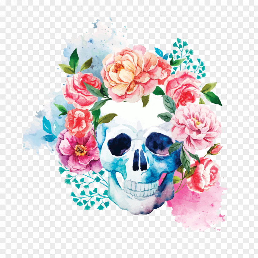 T-shirt Skull Calavera Flower Human Skeleton PNG