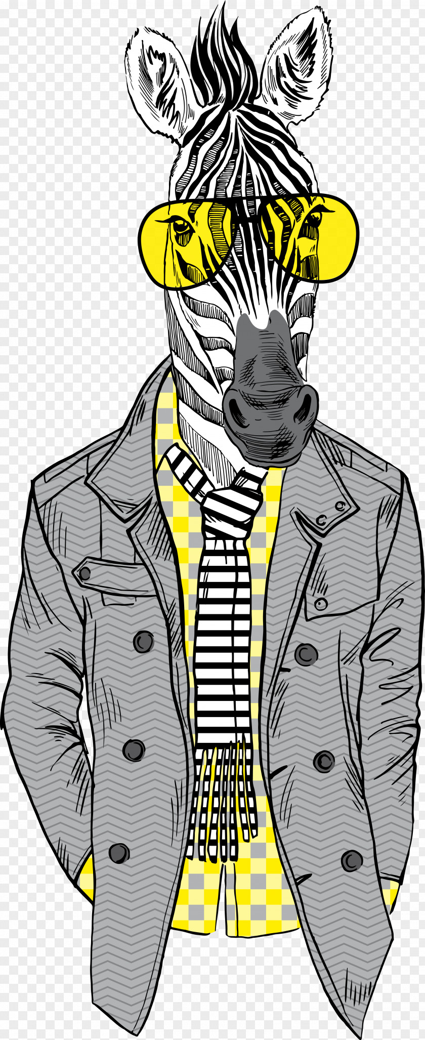 Bespectacled Zebra Horse Fashion Illustration PNG