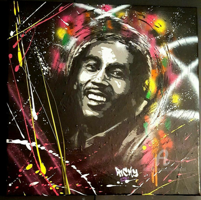 Bob Marley Modern Art Canvas Painting PNG