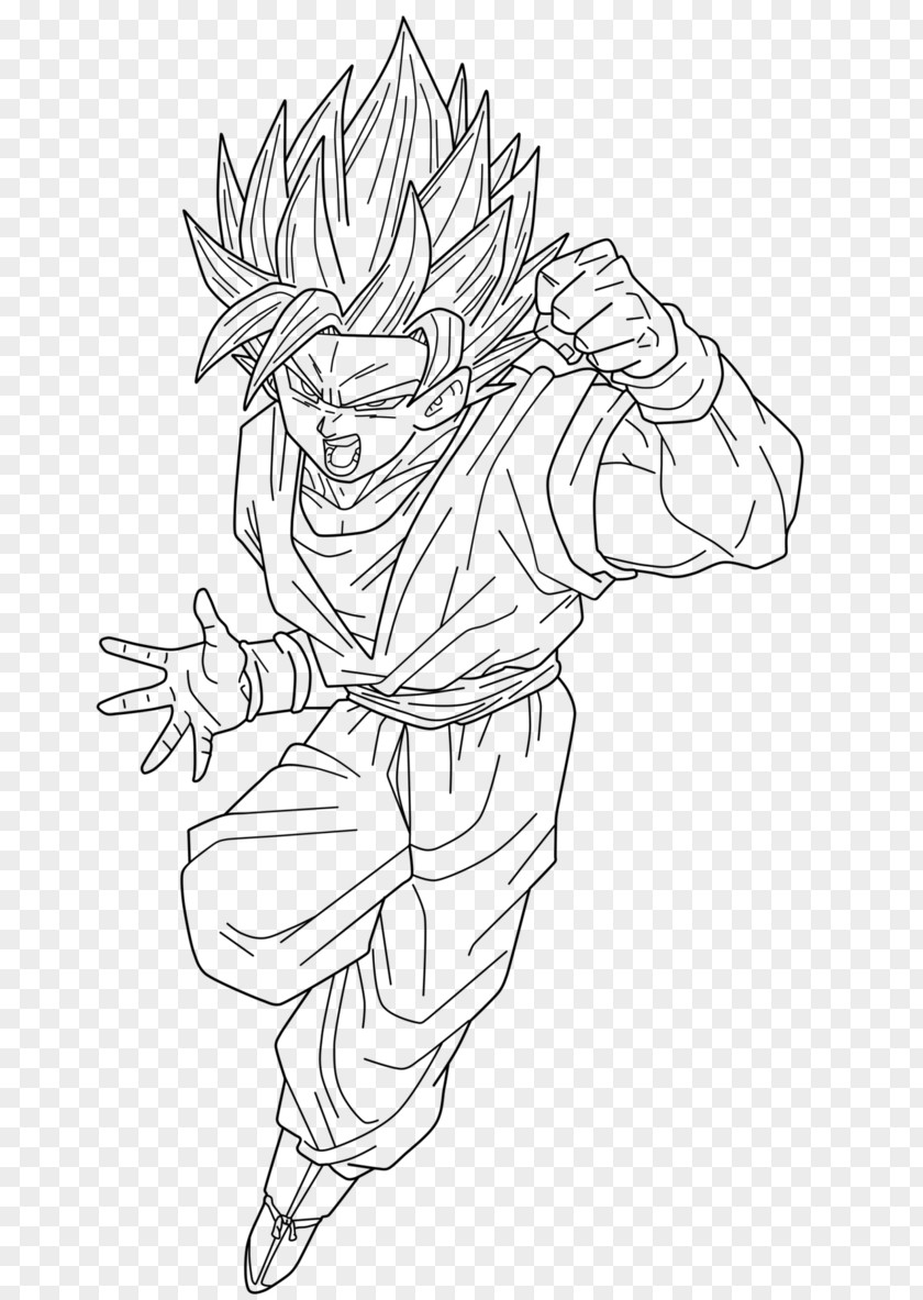 Goku Cartoon Line Art Vegeta Sketch PNG