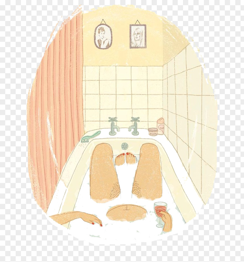 Cartoon Bathtub Scene Towel Bathroom Bathing PNG