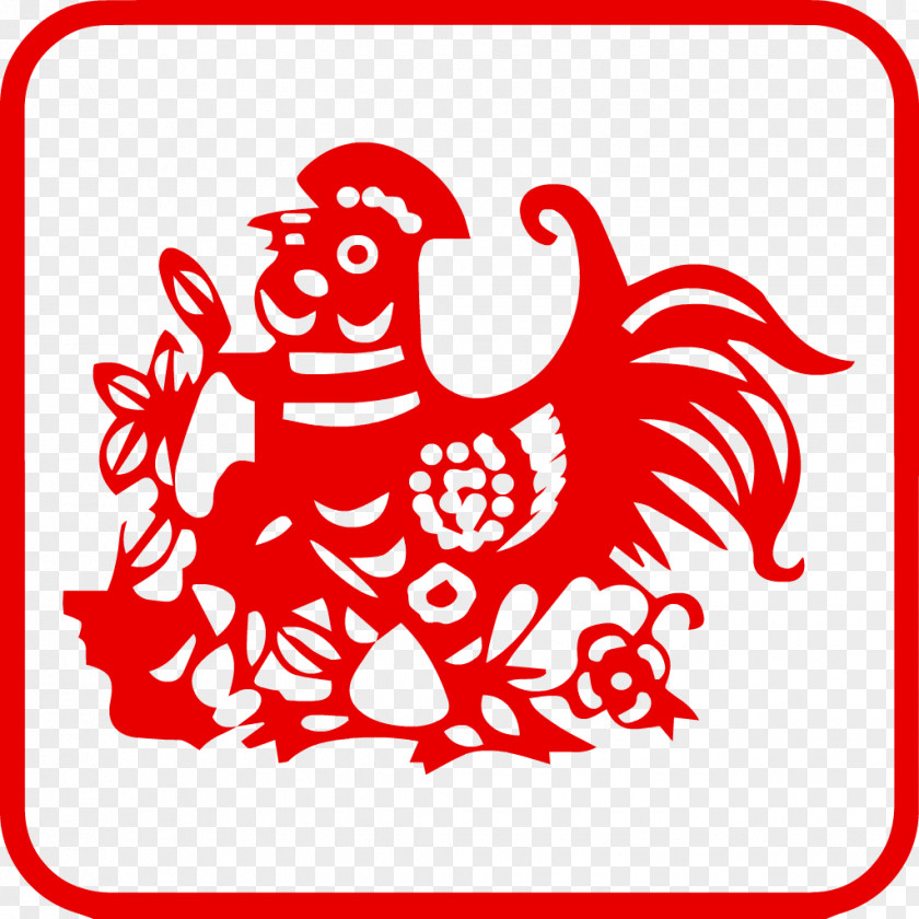 Chinese Style Chicken Zodiac Papercutting Handicraft PNG