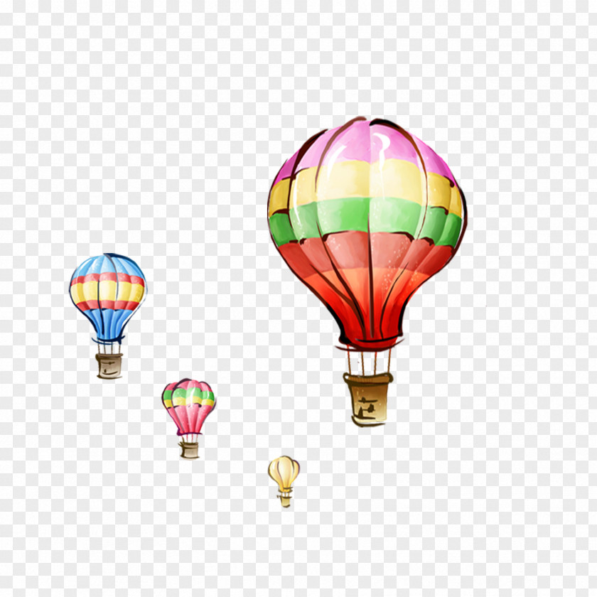 Colored Hot Air Balloon Cartoon Clip Art PNG