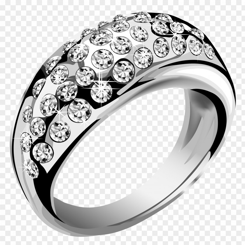 Silver Ring With White Diamonds Clipart Jewellery Clip Art PNG