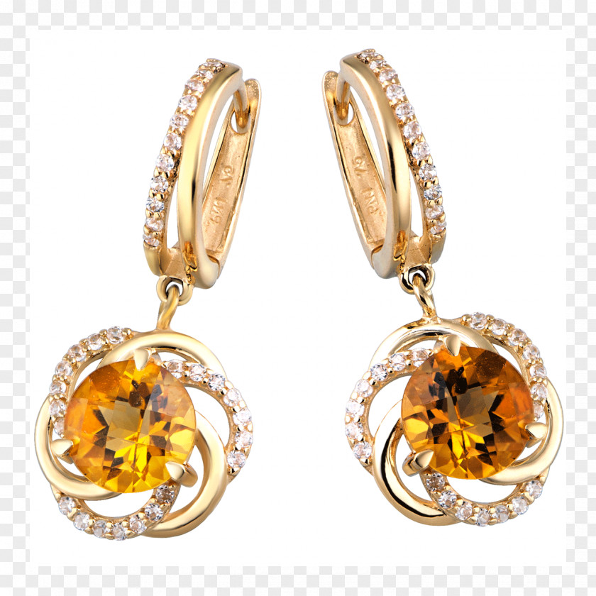 Gold Earring Citrine Body Jewellery PNG