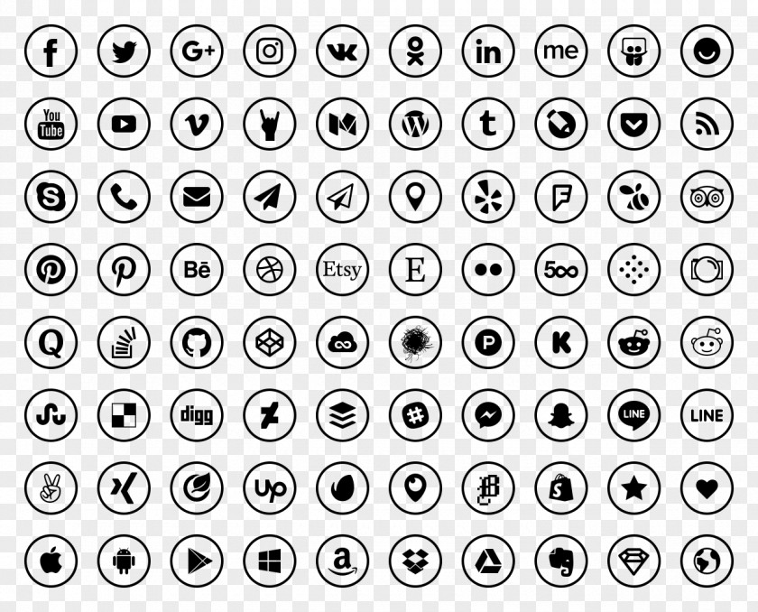 Social Icons Media Sketch PNG