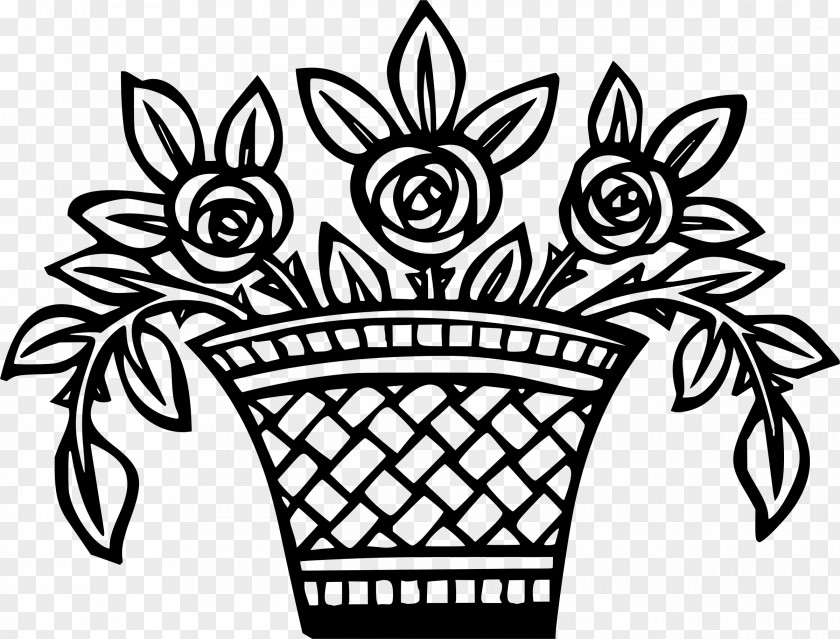Flower Drawing Basket PNG