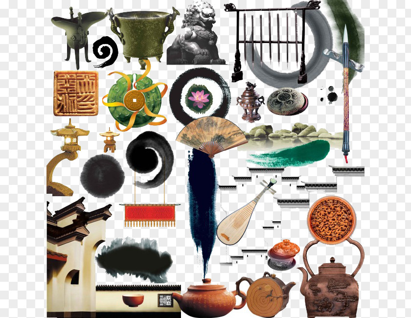Retro Antique Chinese Style Elements Pictures Chinoiserie Matouzhen PNG
