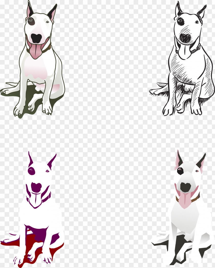 Vector Hand-painted Cartoon Bull Terrier American Pit Dog Breed Non-Sporting Group Puppy PNG