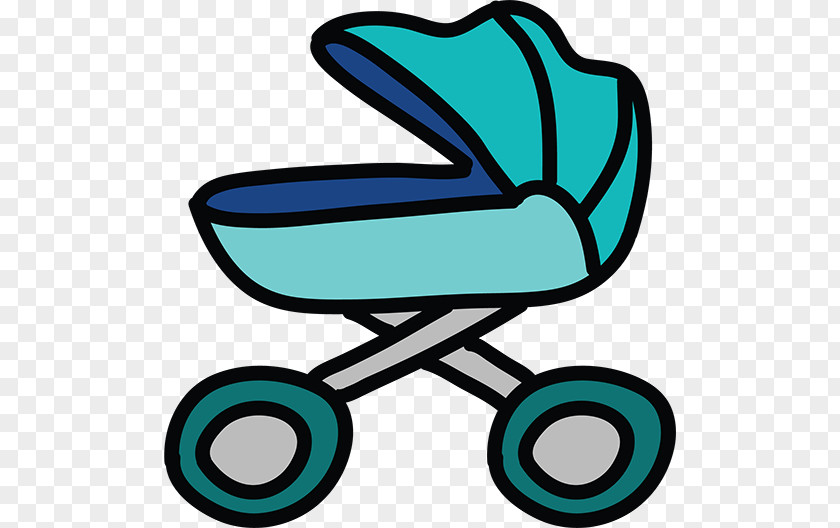 Cartoon Baby Blue Stroller Transport Infant PNG