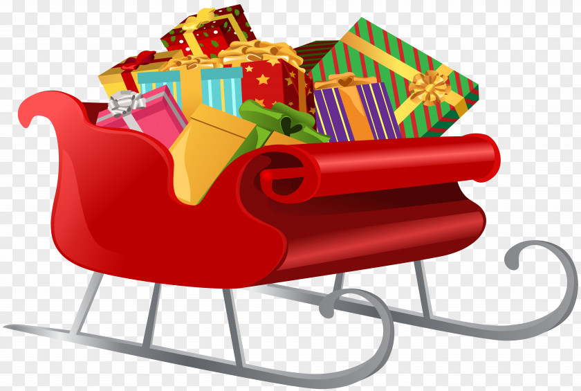 Santa Sleigh With Gifts PNG Clip Art Image Claus's Reindeer Sled Gift PNG
