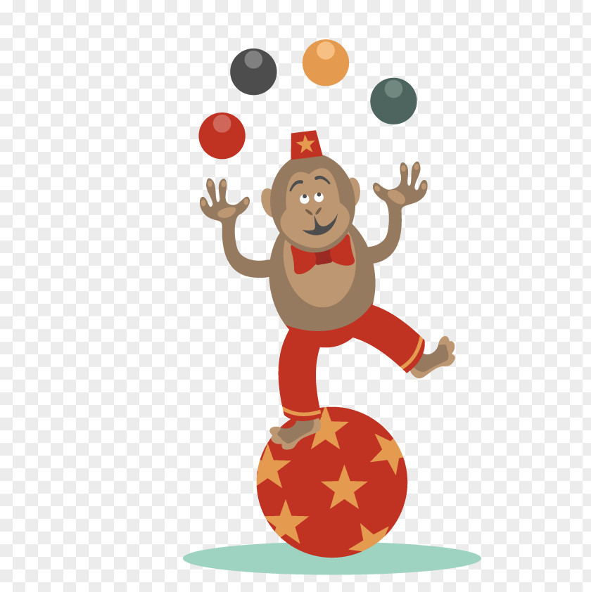 Vector Monkey Juggling Circus Clip Art PNG