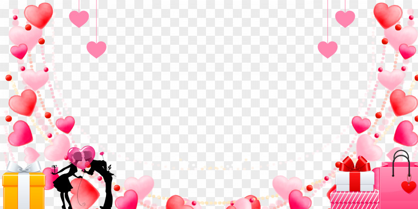 Gift Box Couple Silhouette Pink Love Borders Computer File PNG