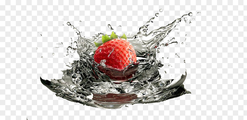 Strawberry In Water Juice Drop PNG