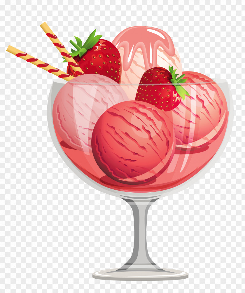 Watercolor Cake Ice Cream Cones Sundae Strawberry PNG