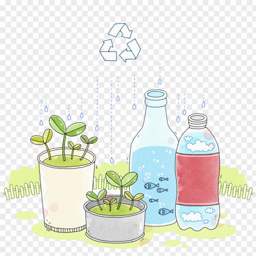 Hand Painted Bottle Paper Material Glass PNG