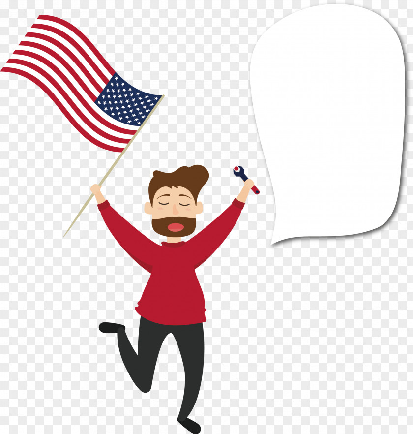 Holding The American Flag Of United States Cartoon Clip Art PNG