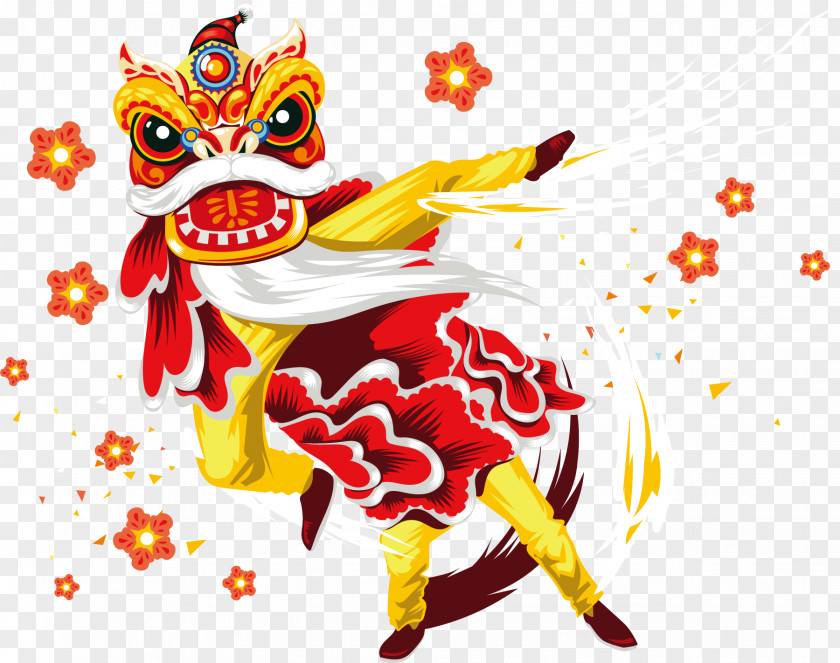 Standing Lion Dragon Dance Chinese New Year PNG