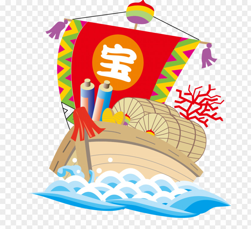 Hand-painted Cartoon Vector Japanese Treasure Ship Japan Chinese Photography Illustration PNG