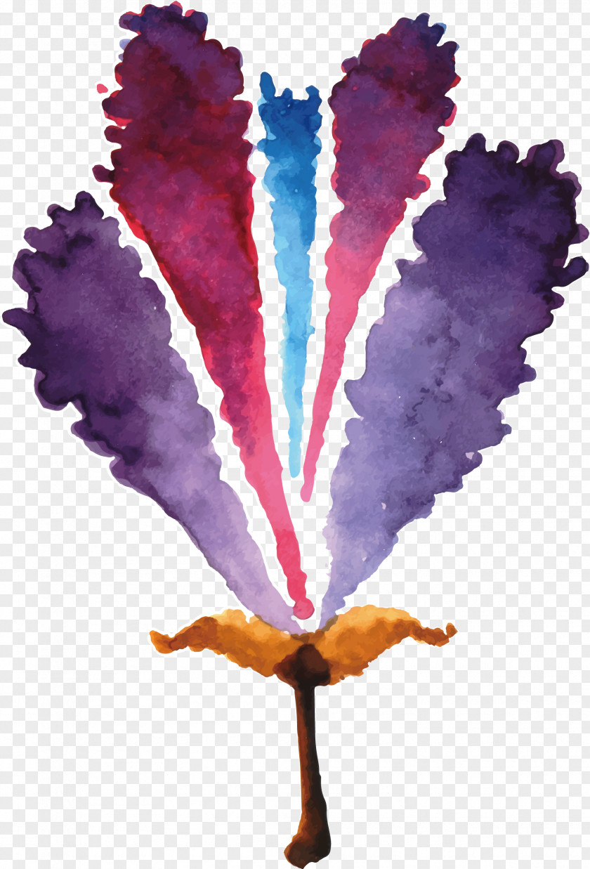Watercolor Hand-painted Feather Leaves Leaf PNG